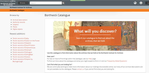 Borthwick Institute Online Catalogue